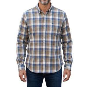 J.CREW Plaid Slim Button Down Shirt Mens Lg Brown Blue Heritage Classic Preppy